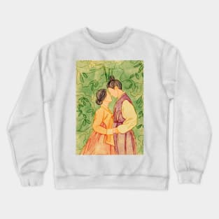 Korean hanbok couple in the garden Crewneck Sweatshirt